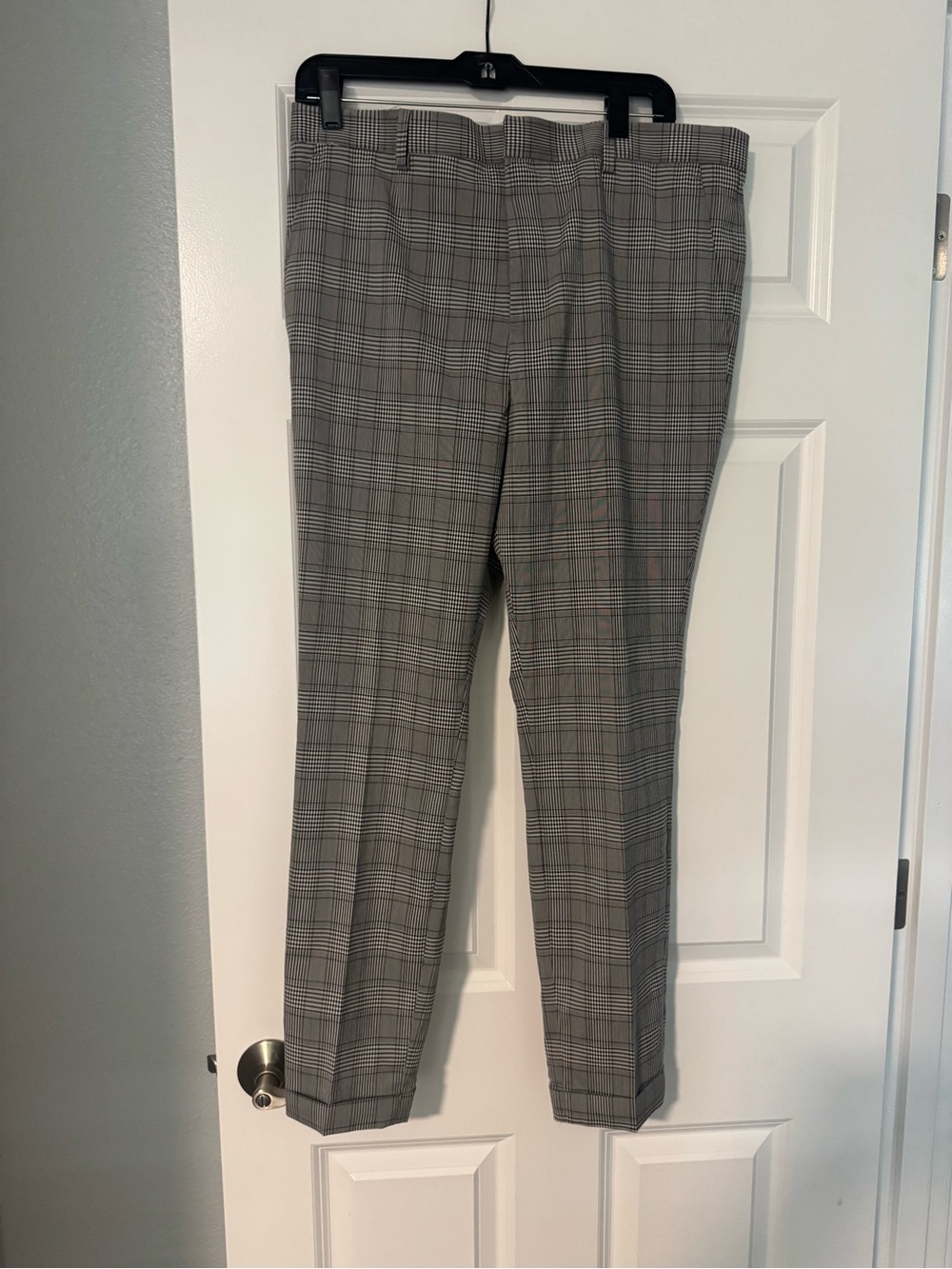 H&M Black and White Plaid Skinny Fit Pants